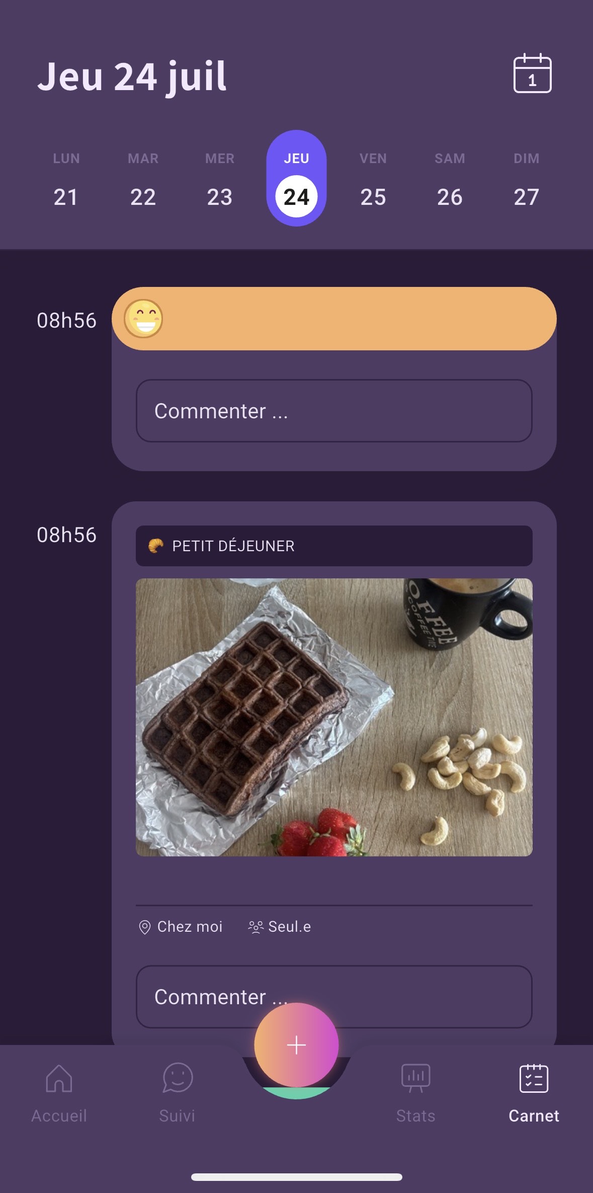 Carnet de bord  - Application Alivio nutrition Caroline Barrière
